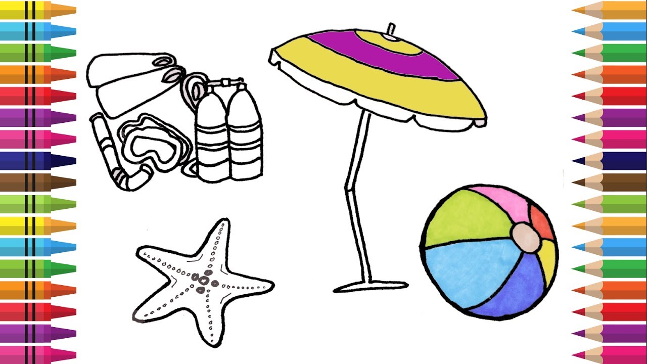 How to Draw Summer Accessories, Coloring Book Coloring Pages Summertime, Videos for Kids How to Draw Summer Accessories, Coloring Book Coloring Pages Summertime, Videos for Kids