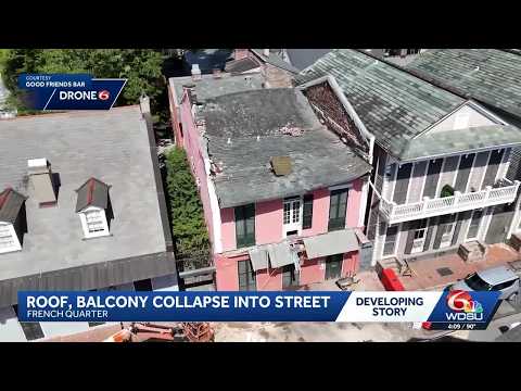 Drone footage shows damage left behind after French Quarter home partially collapses