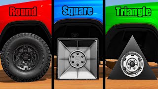 Round Wheel vs Square Wheel vs Triangle Wheel  Beamng drivе