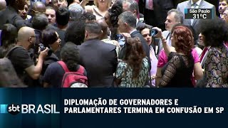 Diplomação de governadores e parlamentares termina com confusão em SP | SBT Brasil (18/12/18)