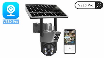 Solar Powered Security Camera, PTZ 360° Rotation Dual Lens Solar Security Camera, Setup App V380 Pro
