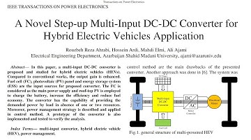 A Novel Step-up Multi-Input DC-DC Converter for Hybrid Electric Vehicles Application