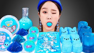 💎 ASMR Blue desserts Crystal jelly sheet jelly 블루 디저트 보석젤리 찰랑젤리 먹방 JiniYum 지니얌