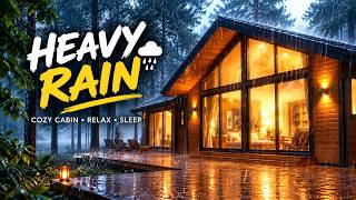 Cozy Cabin in Heavy Rain 🌧️ Relaxing Rain Sounds for Sleep & Deep Relaxation