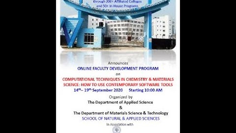 FDP-COMPUTATIONAL TECHNIQUES IN CHEMISTRY & MATERIALS SCIENCE Day-I (MAKAUT, WB)