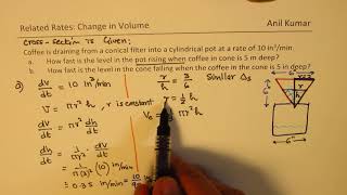 Rate of Change in height of Conical Coffee Filter and Cylinder MCV4U