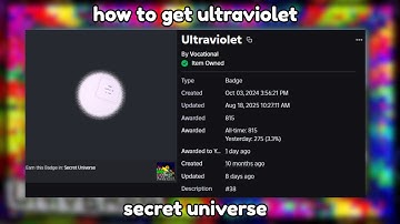 how to get ultraviolet (secret universe roblox)