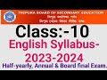 Class 10  English Syllabus  2023 2024  TBSE