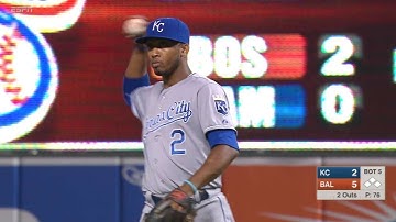 KC@BAL: Zobrist, Escobar turn double play in the 5th