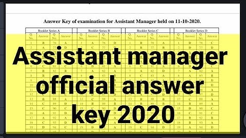 assistant manager official answer key 2020