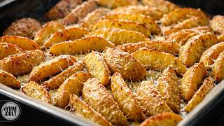 Crispy Garlic Parmesan Potatoes with Creamy Mushroom Chicken! My family begs for this dinner!
