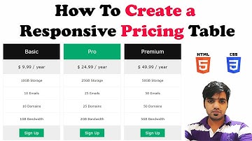How to Create Responsive Pricing Table Using HTML & CSS