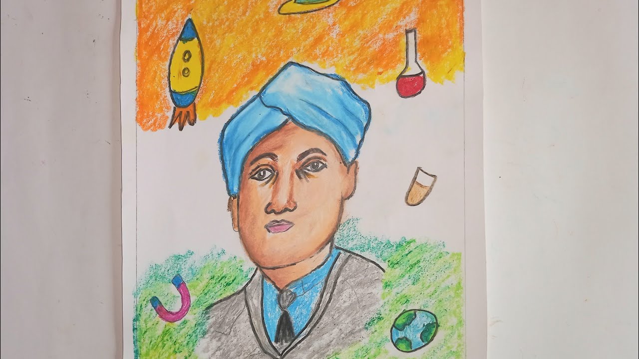 Sir C V Raman drawing | National Science Day drawing easy - YouTube