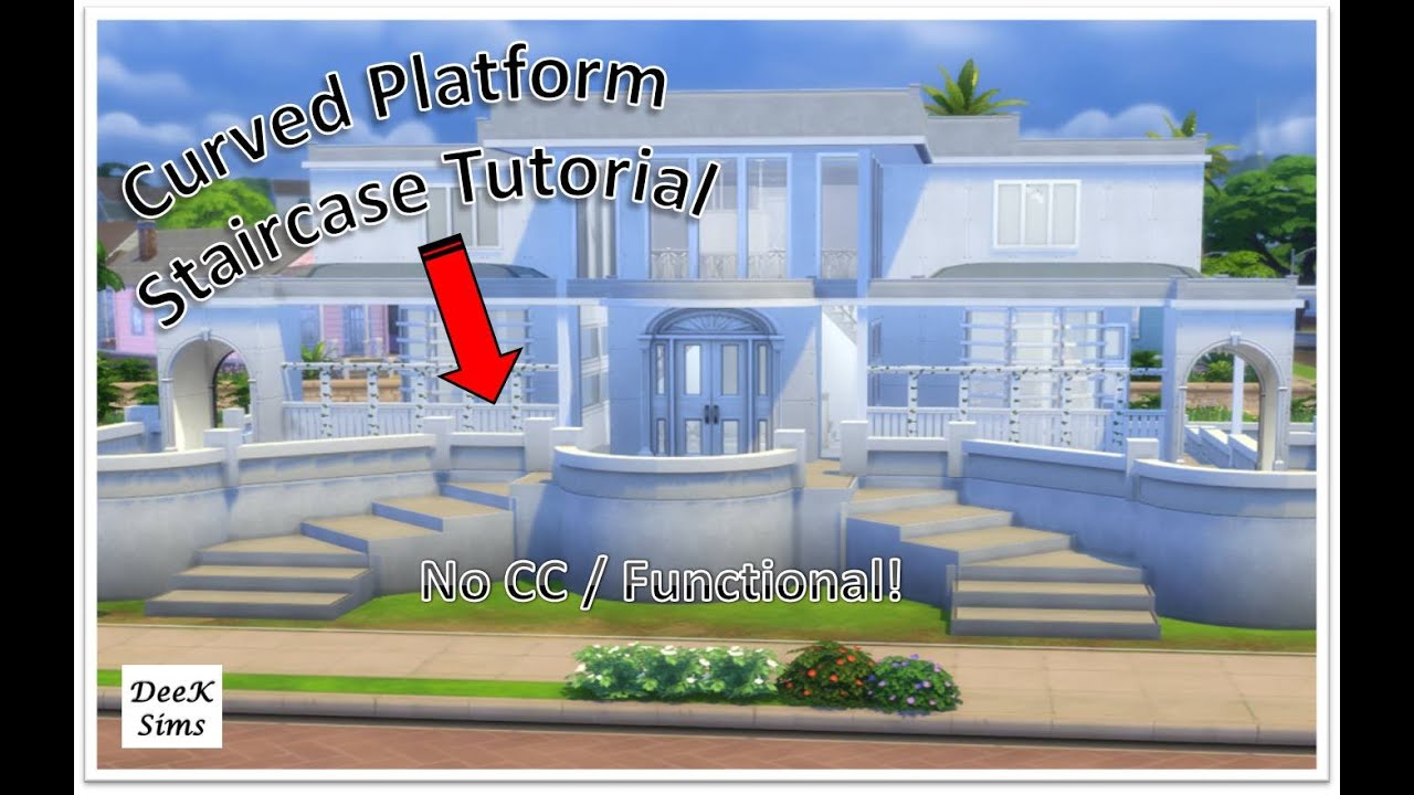 Functional Curved Platform Staircase Basic Tutorial [No CC] Sims 4