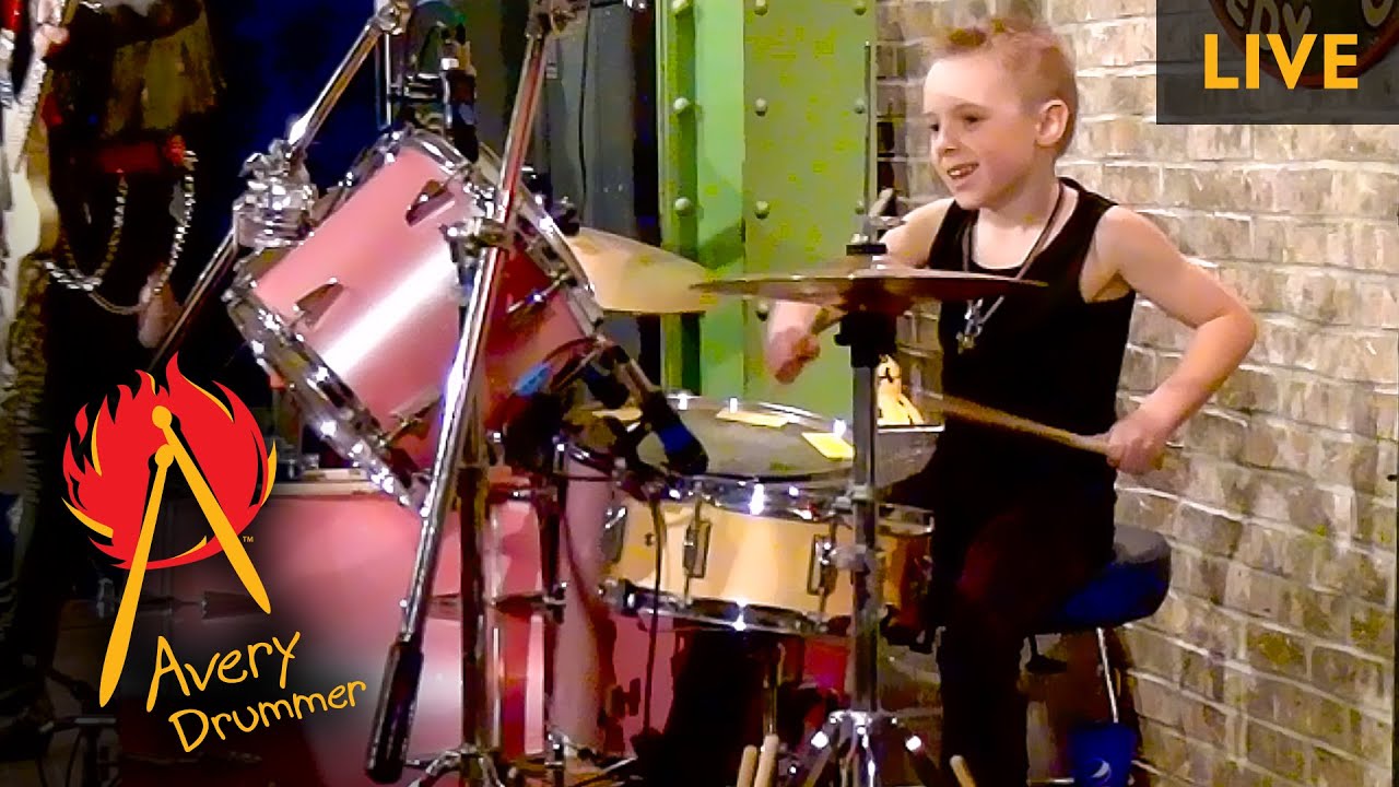 Avery Drummer, 7 yrs old - POISON Songs - LIVE