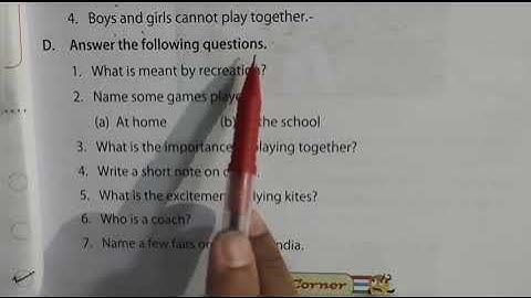 Class 4th Environmental Science (EVS) Chapter 3 Play time is Fun time, Exercise