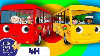 Winter Wheels On The Bus | Little Baby Bum | 4 Hours of Wheels on the BUS Songs! | Bus For Kids