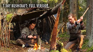 1 Hour Bushcraft Movie: Building Shelter in Cozy Rain, Catch & Cook (Full Version)