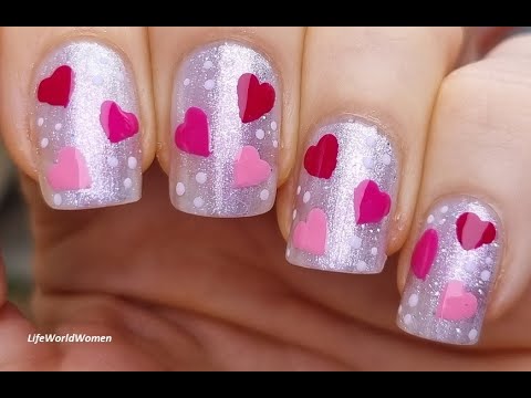 Gradient Pink HEART NAIL ART On Pinkish Silver NAILS / Valentine's Day Mani  2023 - YouTube