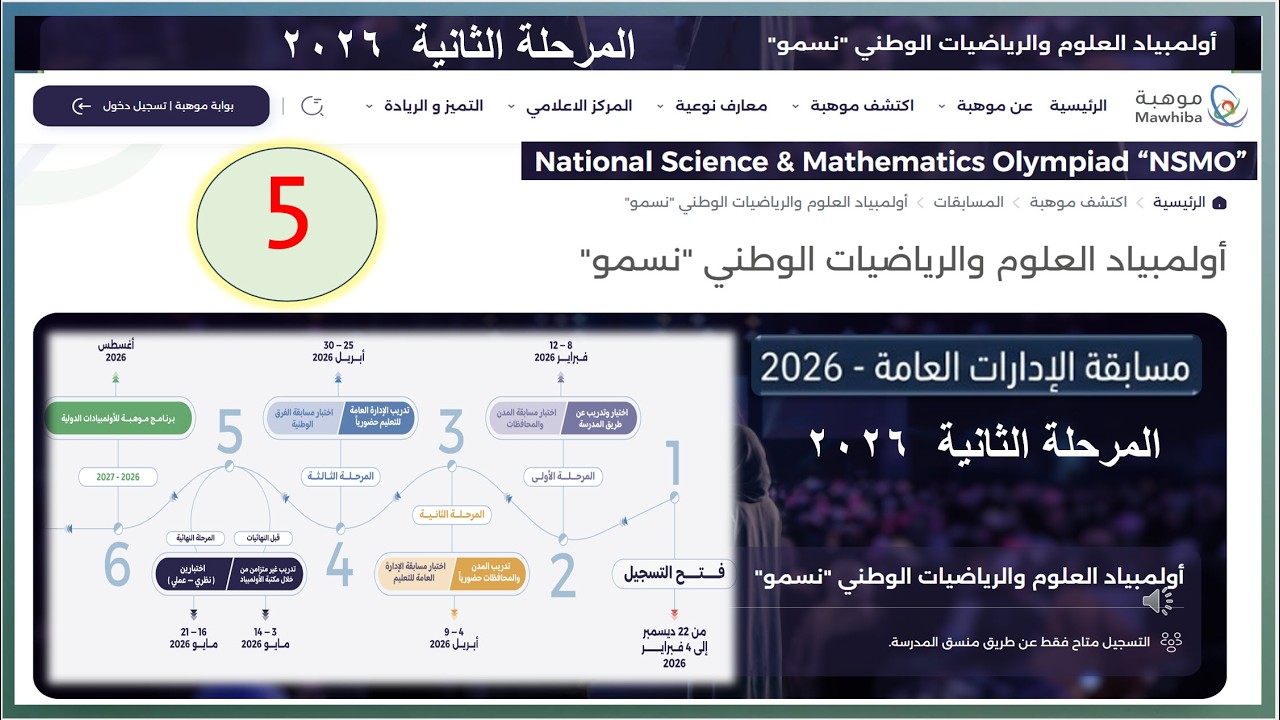 Mathematics Olympiad NSMO - 5 نسمو رياضيات للفئتين ناشئين وشباب
