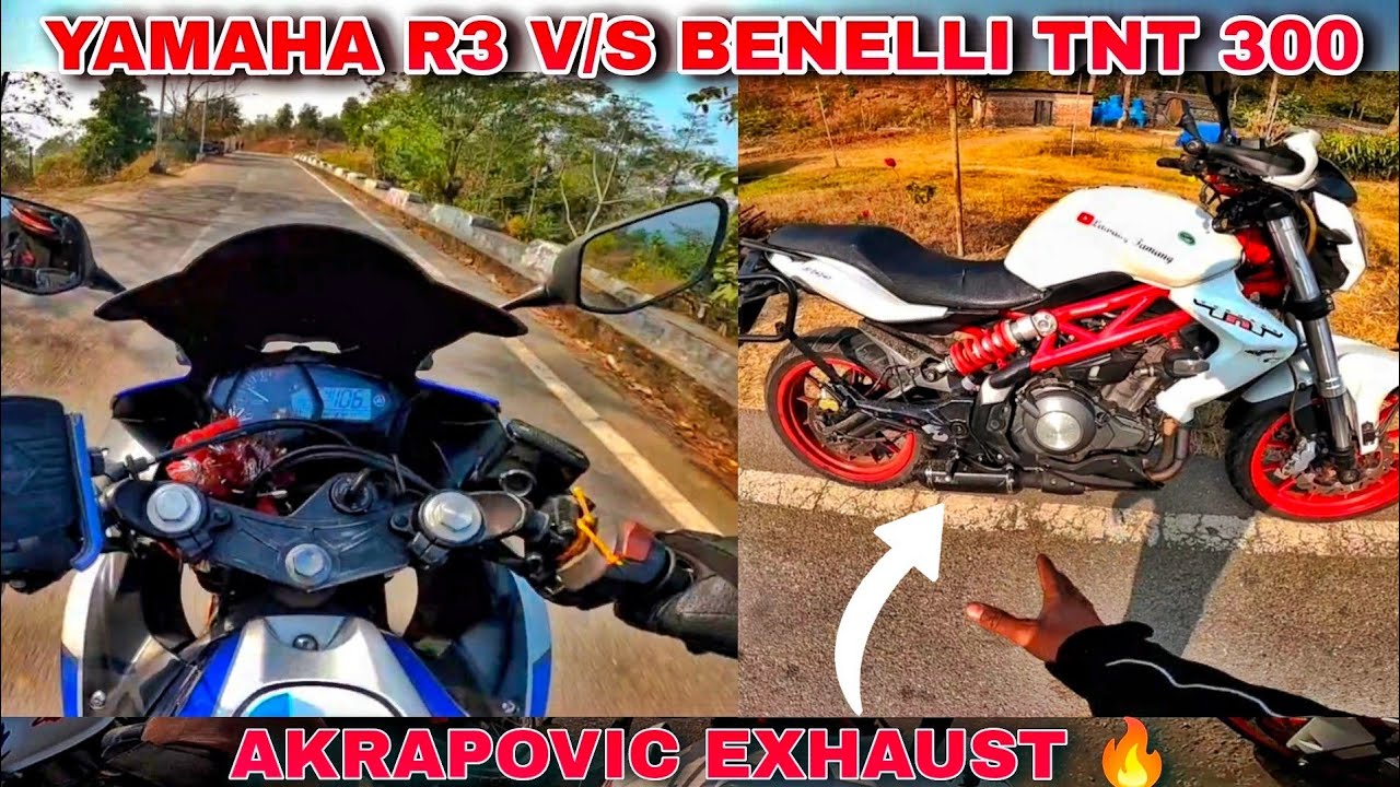Yamaha R3 VS Benelli TNT 300 | Akrapovic Exhaust Note, Flyby🔥
