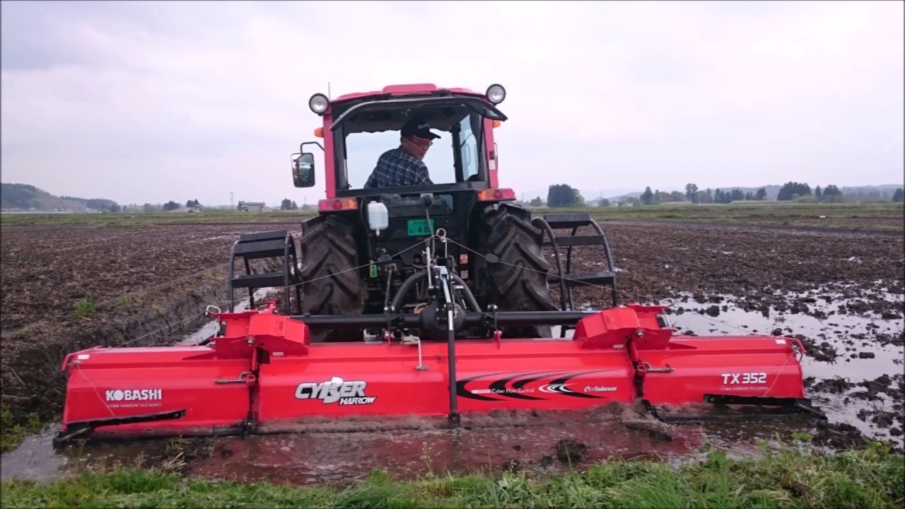 ゆっこやのトラクター ヤンマーEF334V＋コバシハロー幅3.5M - YouTube