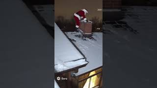 Santa Claus Got Stuck In The Chimney Caught On Camera