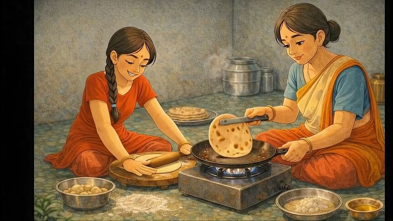 Indian Village Morning to Night  in Ghibli style ASMR 🌾 | Simple Rural Life Sounds