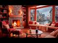 Warm & Smooth Jazz on a Rainy Autumn Porch ☕ Fireplace Jazz for Study, Rest & Quiet Relaxation