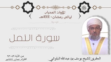 تلاوة من صلاة التراويح ماتيسر من سورة النمل بصوت الشيخ المقرئ يوسف بن عبدالله البلوشي