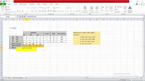 Program Linier 3 Variabel Menggunakan Metode Simpleks  Di Excel Berdasarkan Contoh Kasus