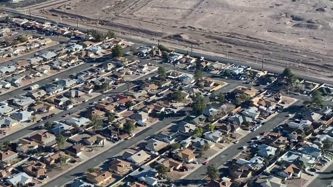 Beautiful Houses and Swimming Pool Aerial View in Las Vegas