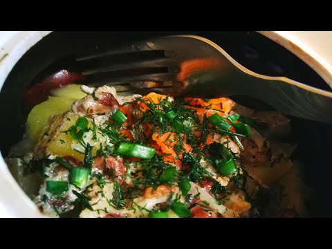 Жаркое с куриными сердечками / Картофель с куриными сердечками в горшочках