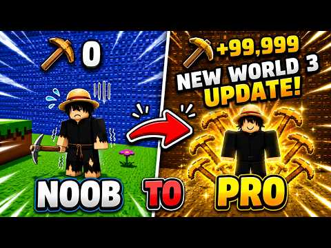 Noob to STRONGEST Pickaxe in  +1 Pickaxe Swing Escape | NEW WORLD 3 UPDATE | Noob to Pro!