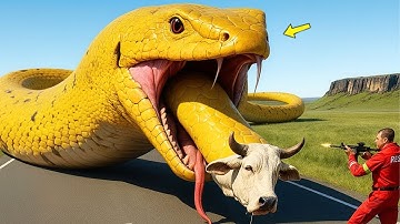 Brave Heroes Fight Giant Python to Save an Innocent Cow 🐉🐂