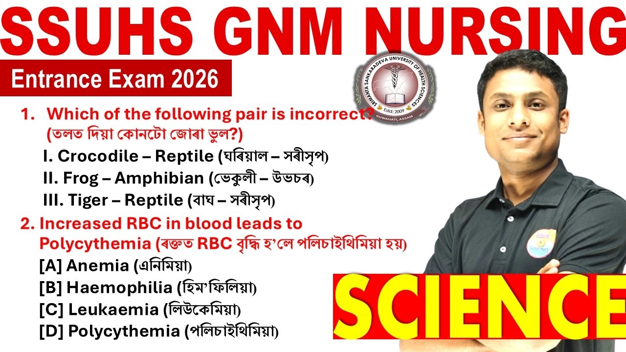SSUHS GNM Nursing Entrance Exam 2026 | GNM Nursing Science Class 8 By Nitish Sir