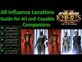 Star wars kotor 2 all influence locations for all jedi capable companions  every influence location