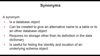 Oracle Database 12c: SQL Workshop - Overview of synonyms Profile