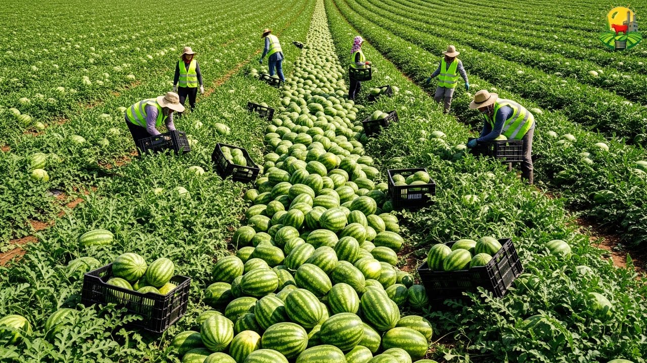 CÓMO se COSECHAN y PROCESAN MILLONES de TONELADAS de SANDÍAS en EE.UU. 🍉| del CAMPO a la FÁBRICA