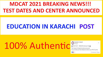 PMC MDCAT| NMDCAT| Education in Karachi | Test Centers and Schedule of Test Released