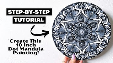Easy Beginner 10" Grey Monochromatic Mandala Painting | Dot Art | Tutorial For Beginners