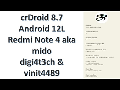 |crDroid 8.7| |Android 12L| |Redmi Note 4| |Mido| |Raw Review| By |DIGI4T3CH| & |VINIT4489|