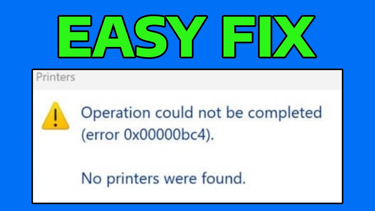 ooo（取引画面に繋がれないです)ページ How To Fix Operation Could Not Be Completed Error 0x00000bc4 or