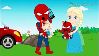 Frozen Elsa Spiderman Baby Lazy to School Funny Story New Episodes! Finger Family Nursery Rhymes -