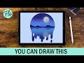 You can draw this night scene landscape in procreate  easy landscape drawing tutorial