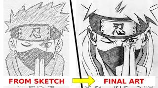 How to Draw Kakashi Step by Step | Sketch to Final Art Tutorial ⭐