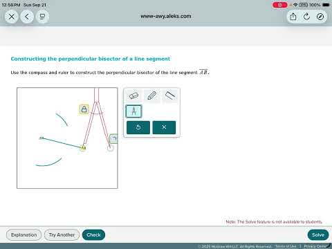 ALEKS: Constructing the perpendicular bisector of a line segment