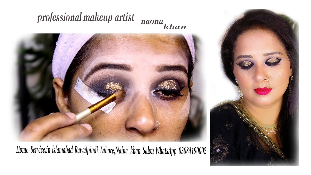 naina khan salon&studio Live Video Golden smokey eyes black dress ke