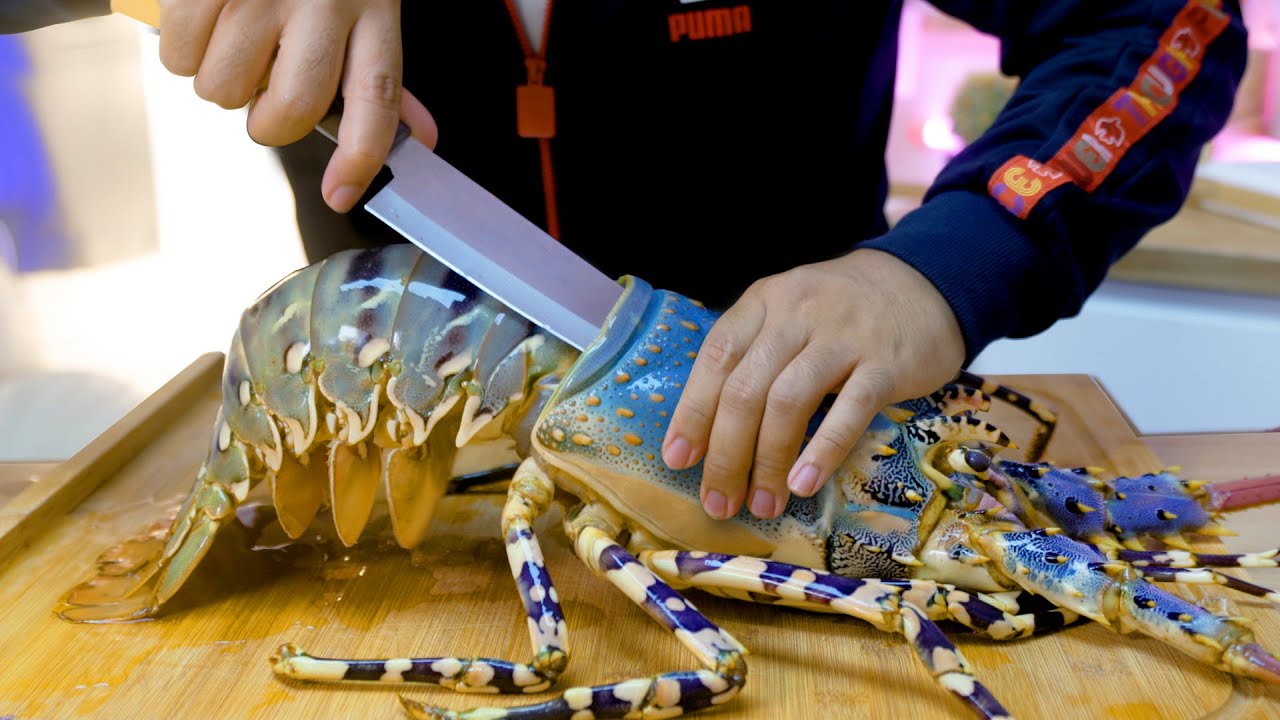 กุ้งมังกรยักษ์ซาซิมิ แล่กินเองครั้งแรก สดๆ เป็นๆ