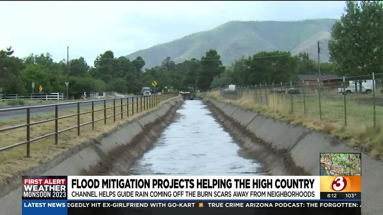Flagstaff flood mitigation channels working - YouTube